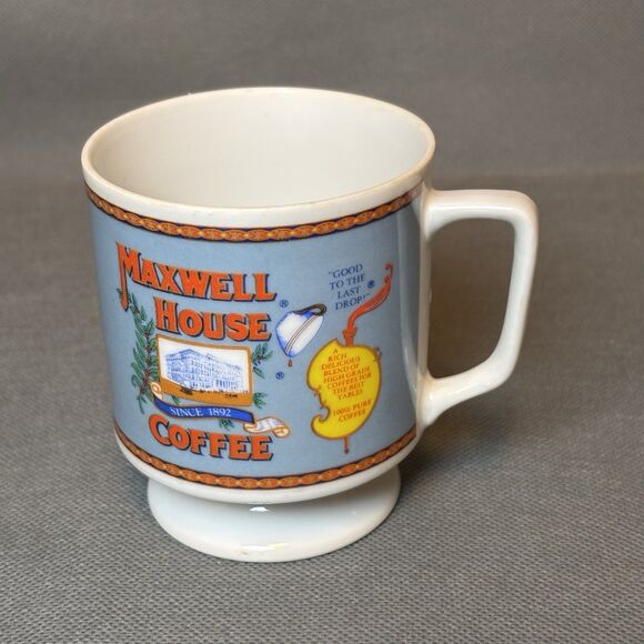Vintage Maxwell House Coffee Cup Pedestal Footed Mug Cup 8 oz Retro 1970s - Picture 5 of 9
